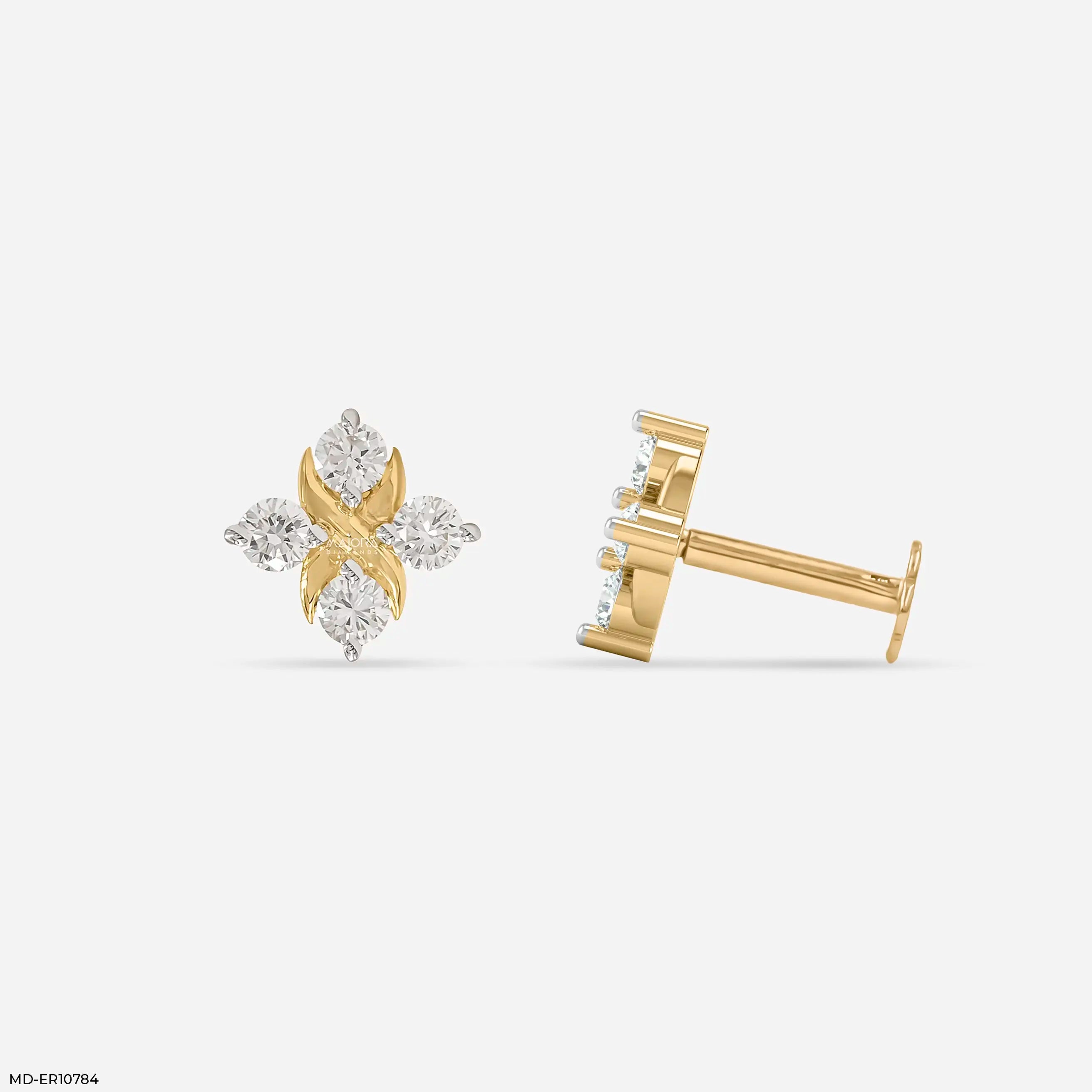 Criss Cross Diamond Earrings 9K Yellow Gold