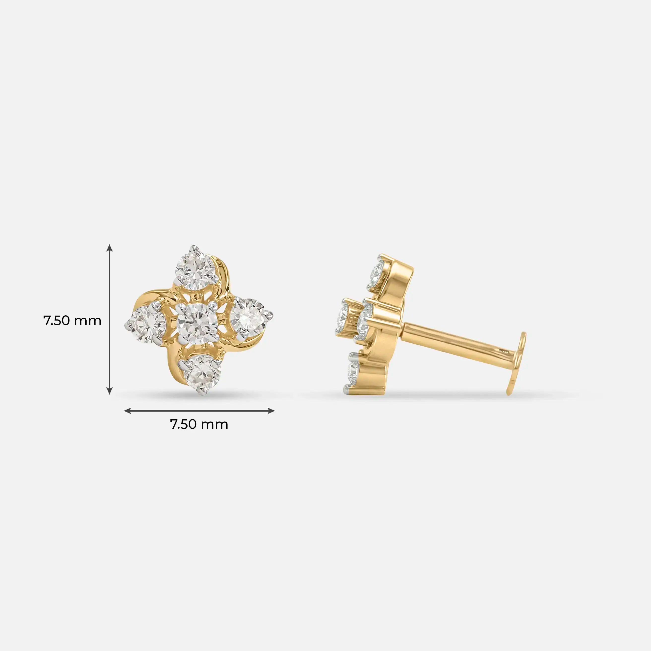 Warped Bloom Diamond Earrings 14K White Gold
