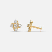 Warped Bloom Diamond Earrings 9K Yellow Gold