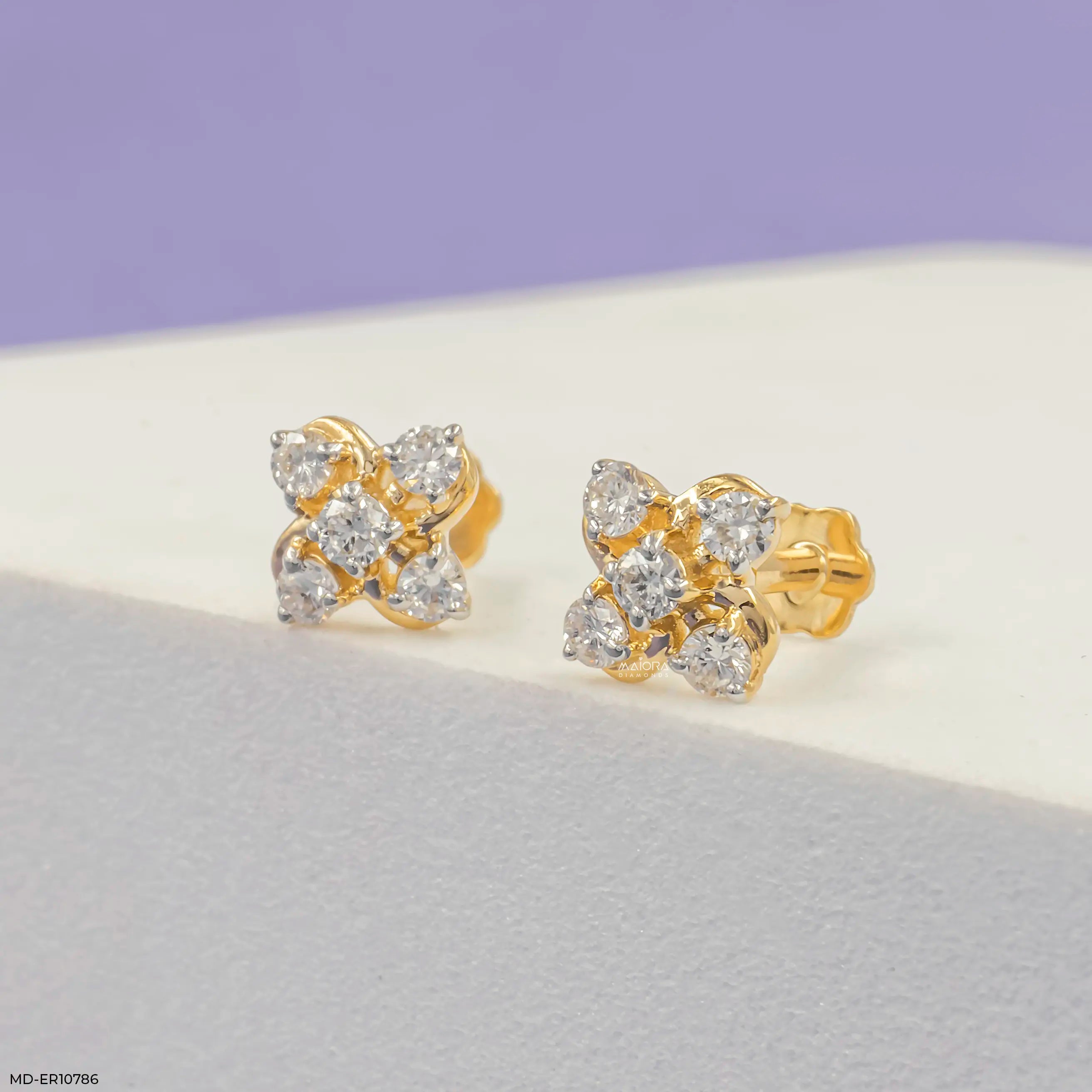 Warped Bloom Diamond Earrings 14K White Gold