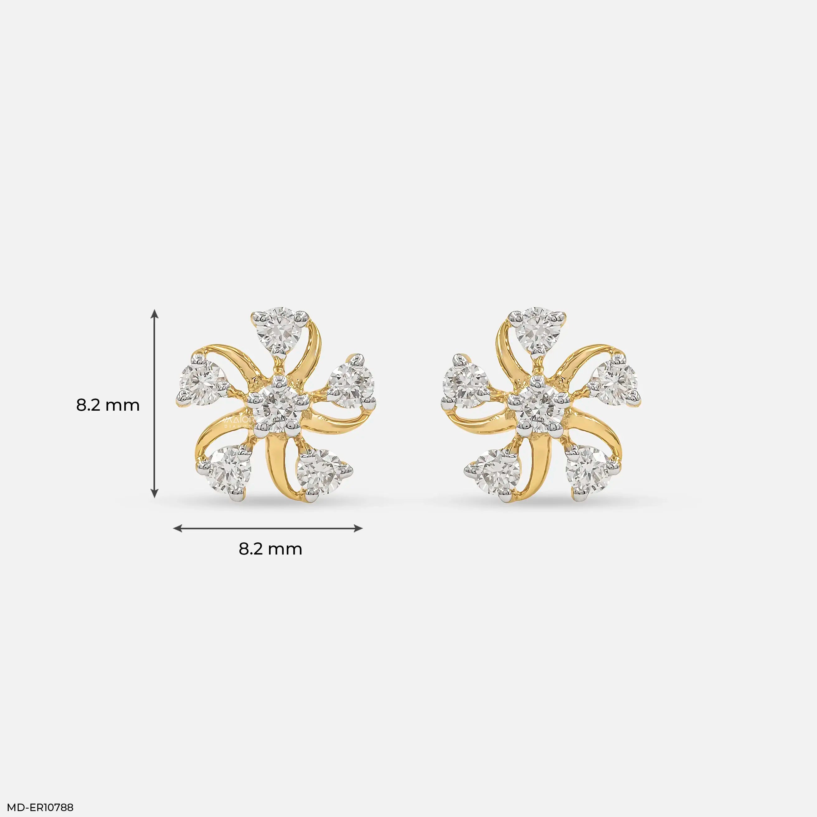 Twisted Flame Diamond Earrings 18K Yellow Gold
