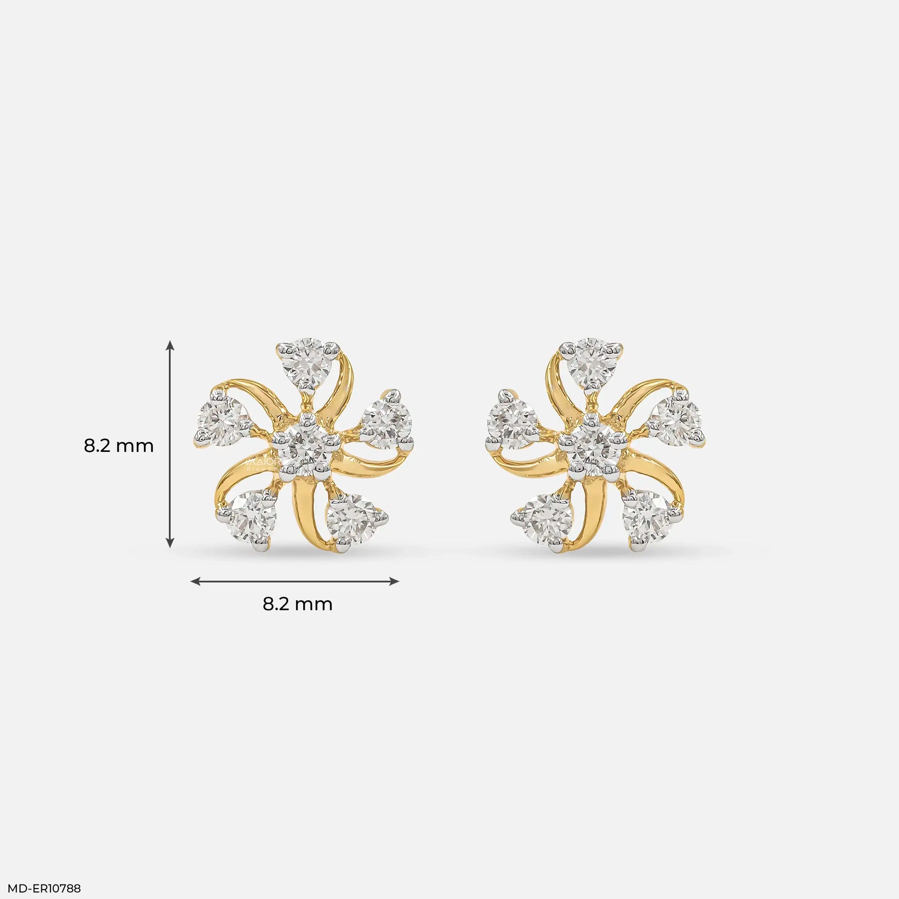 Twisted Flame Diamond Earrings 9K Yellow Gold
