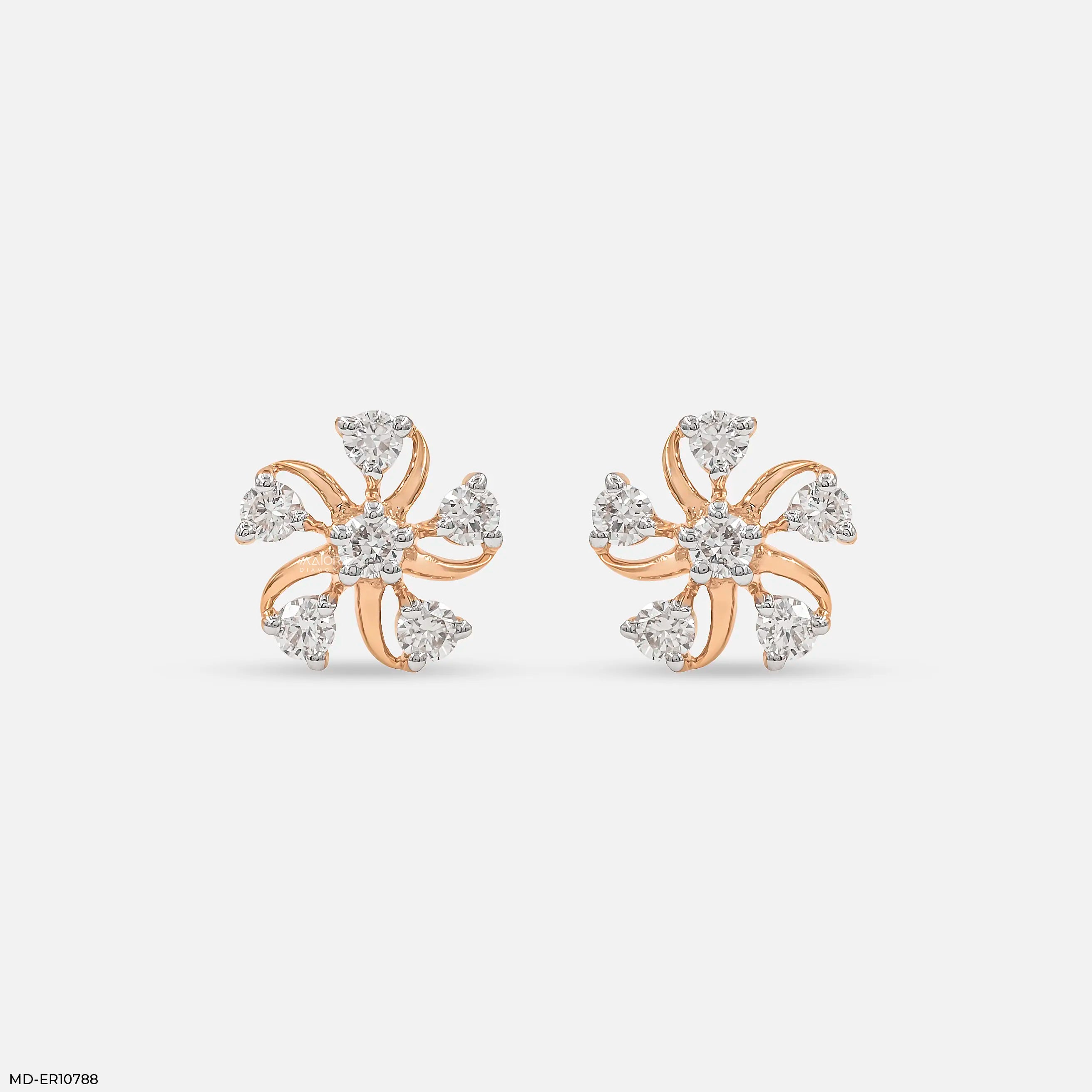 Twisted Flame Diamond Earrings 18K Rose Gold
