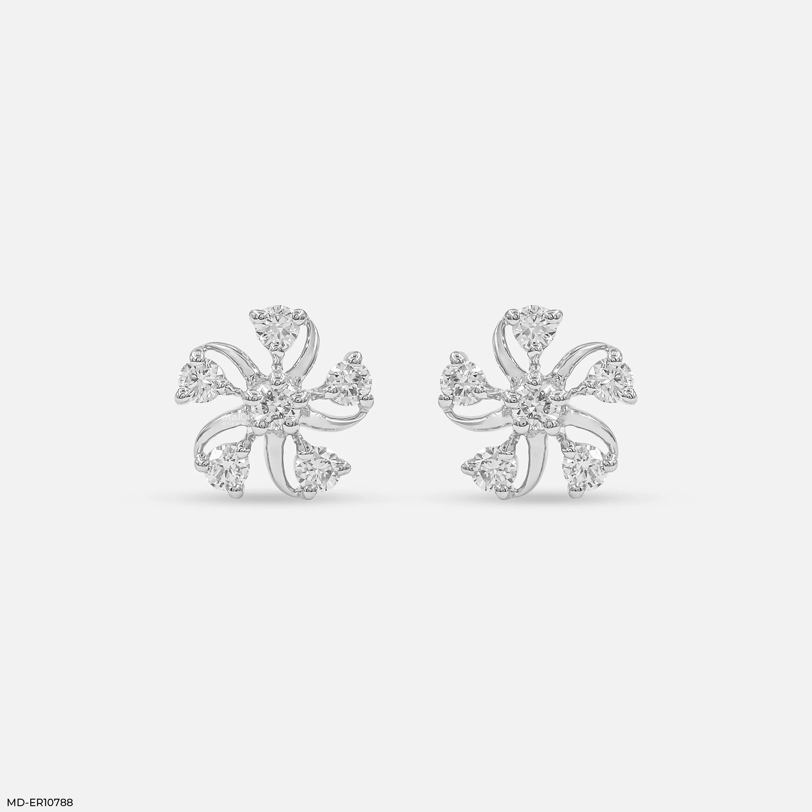 Twisted Flame Diamond Earrings 18K White Gold