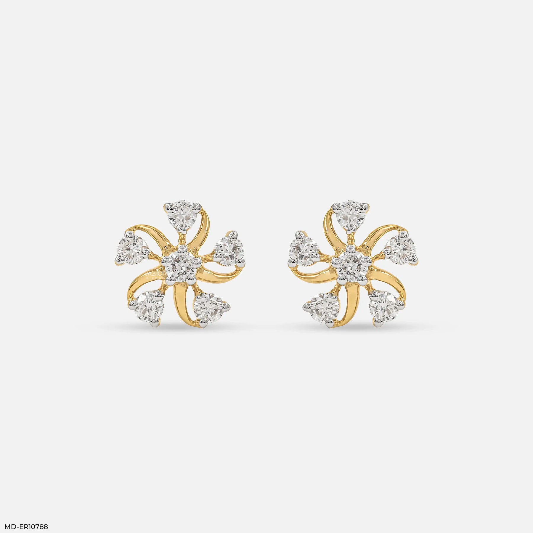 Twisted Flame Diamond Earrings 9K Yellow Gold