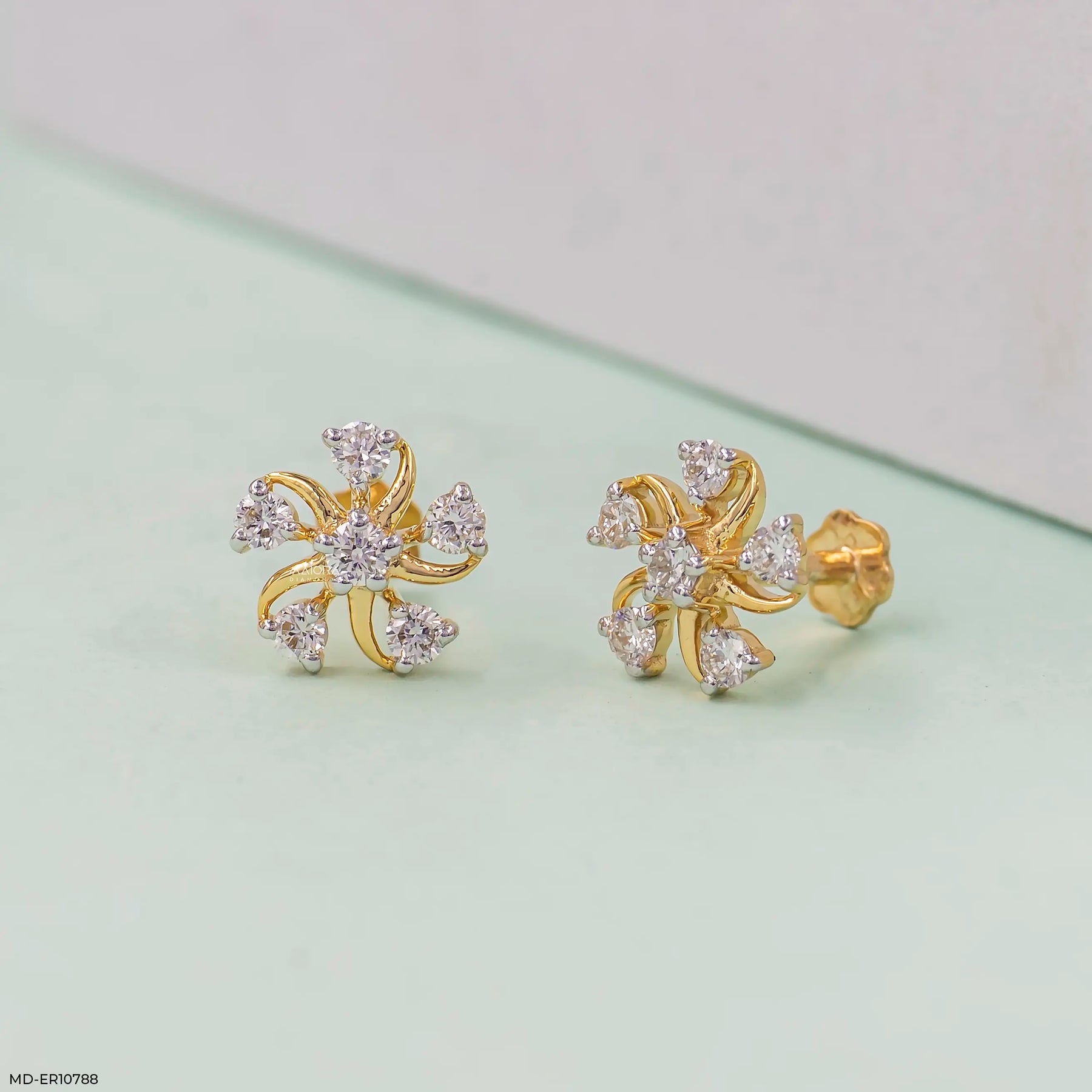 Twisted Flame Diamond Earrings 9K Yellow Gold