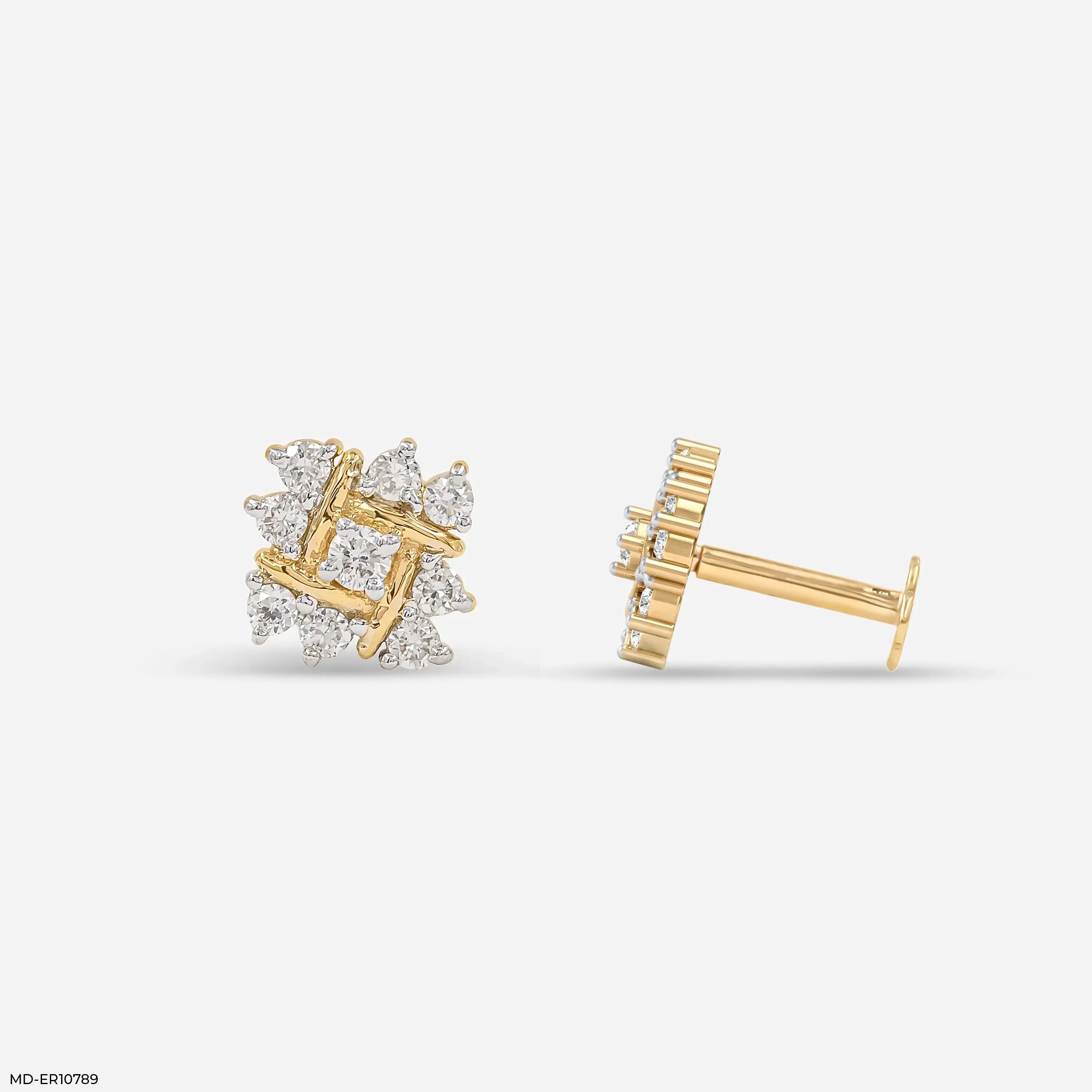 Elevated Aster Diamond Earrings 9K Yellow Gold