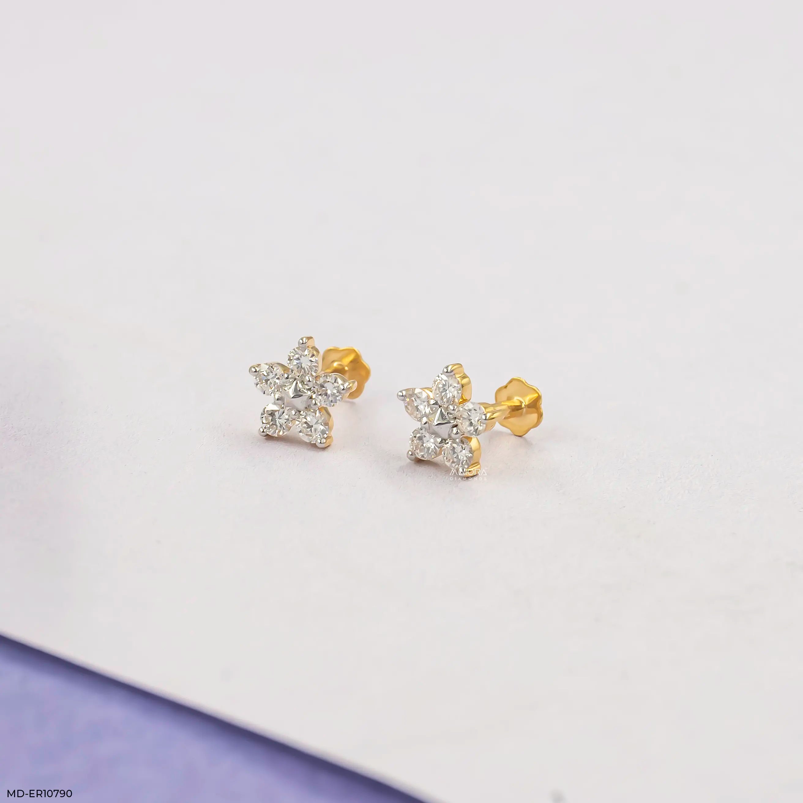Frost Bloom Diamond Stud Earrings 9K Rose Gold