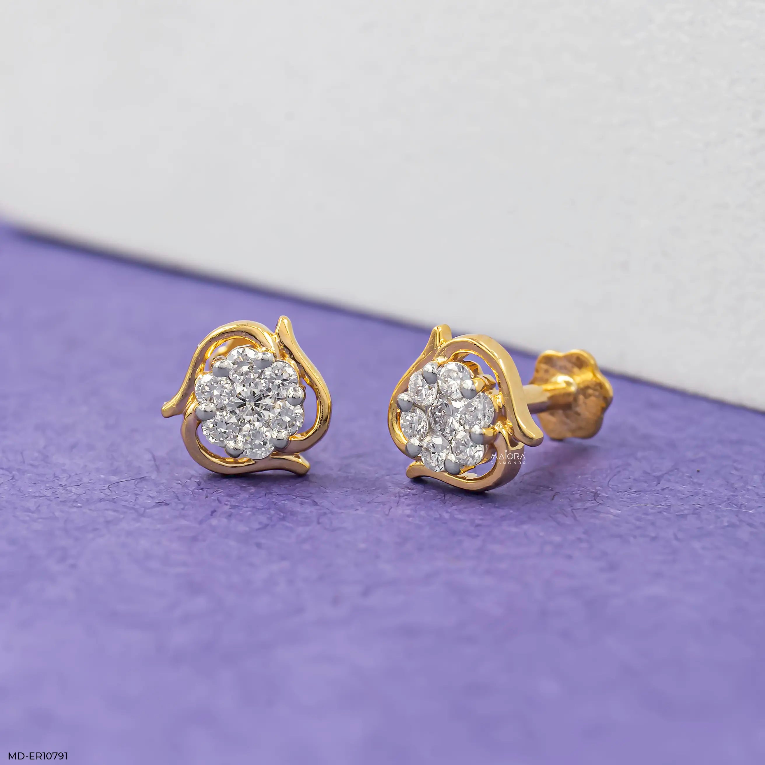 Gold Flicker Diamond Earrings 18K Rose Gold
