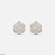 Flower Cluster Diamond Earrings 18K White Gold