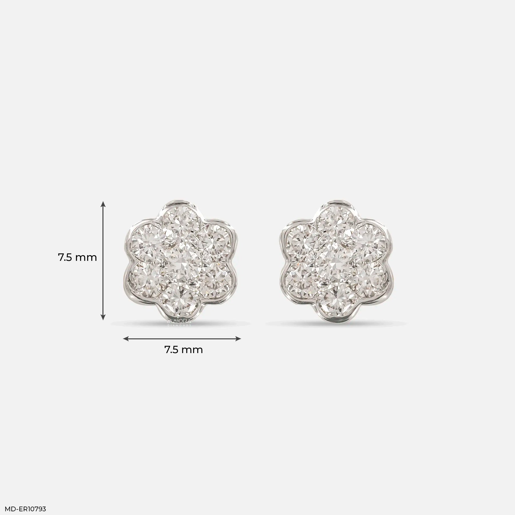 Flower Cluster Diamond Earrings 9K Rose Gold