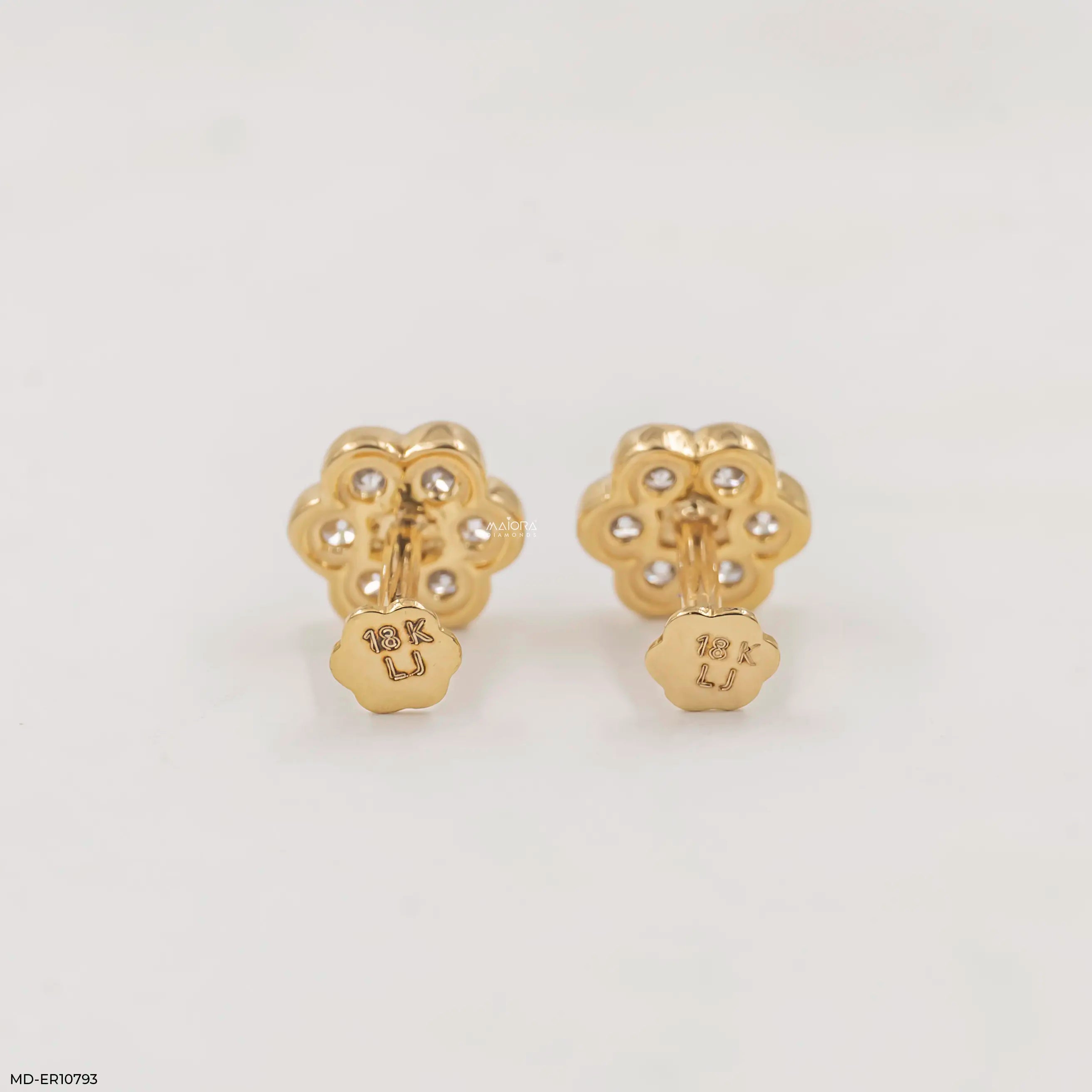 Flower Cluster Diamond Earrings 18K White Gold