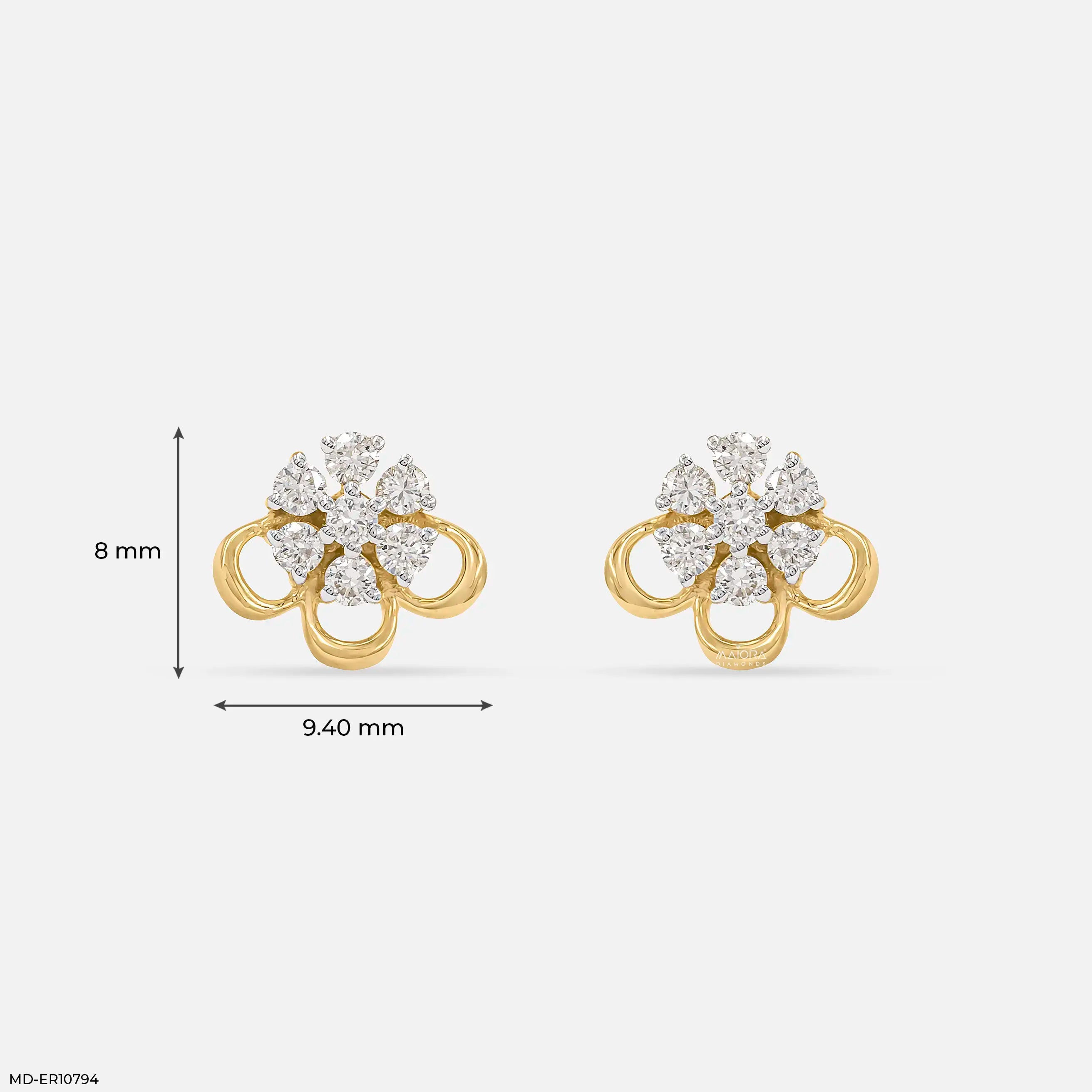 Petal Panel Dimond Studs Earrings 18K White Gold
