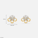 Petal Panel Dimond Studs Earrings 9K Yellow Gold