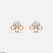 Petal Panel Dimond Studs Earrings 9K Rose Gold