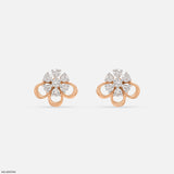 Petal Panel Dimond Studs Earrings 9K Yellow Gold