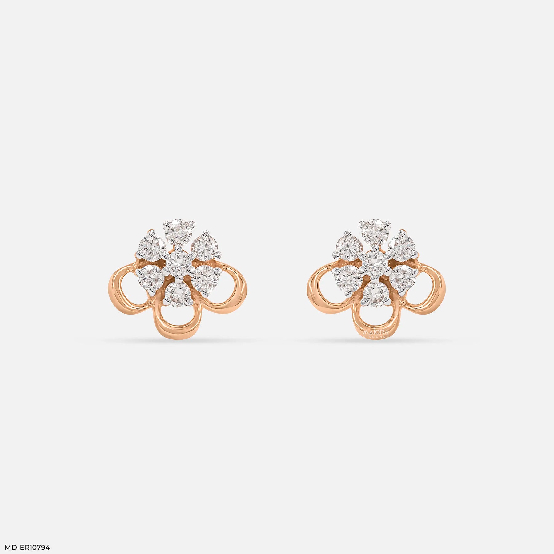 Petal Panel Dimond Studs Earrings 9K Yellow Gold