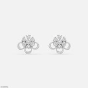Petal Panel Dimond Studs Earrings 18K White Gold