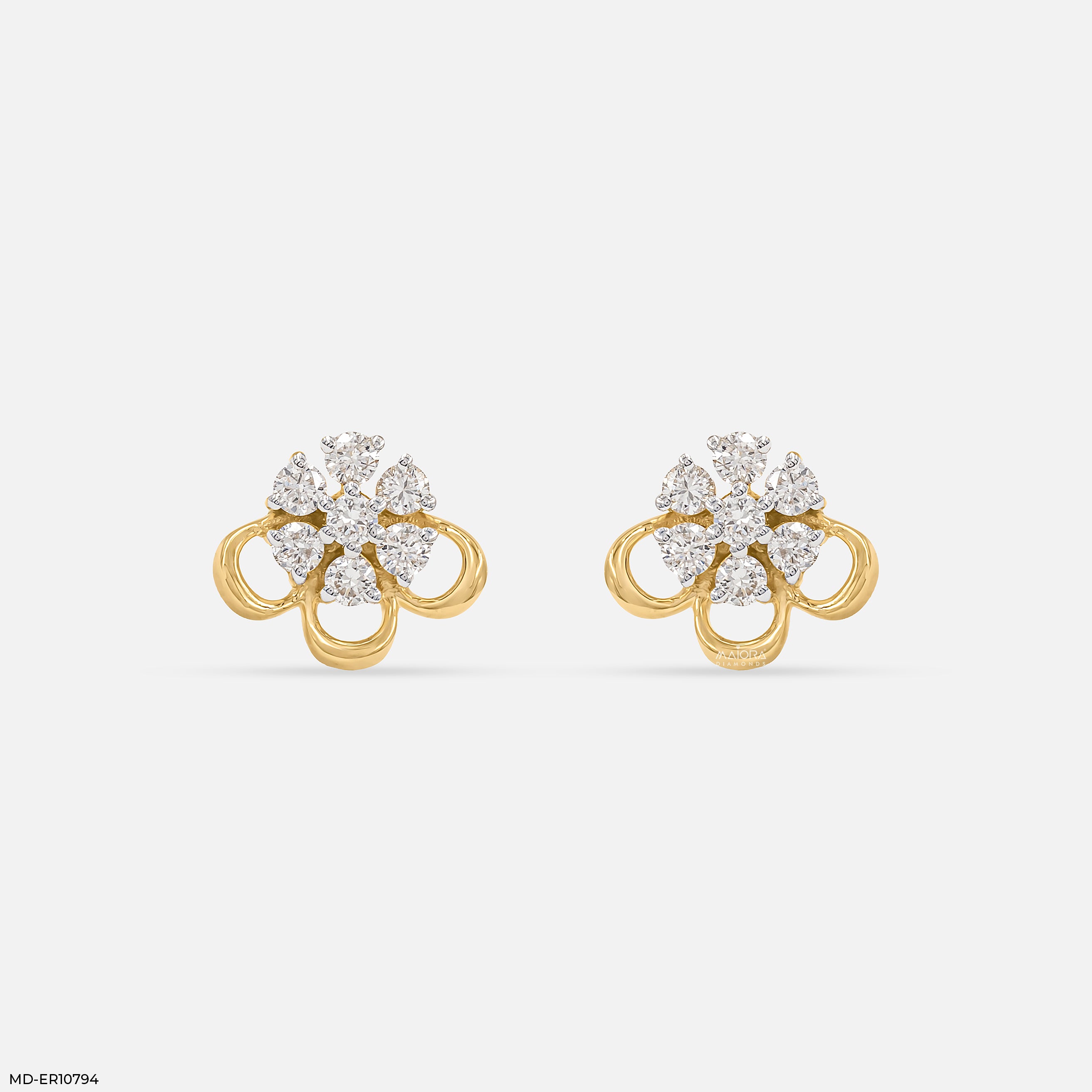 Petal Panel Dimond Studs Earrings