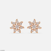 Golden Sun Diamond Earrings 9K Rose Gold