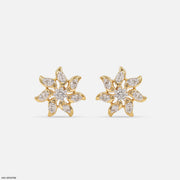Golden Sun Diamond Earrings 14K Yellow Gold