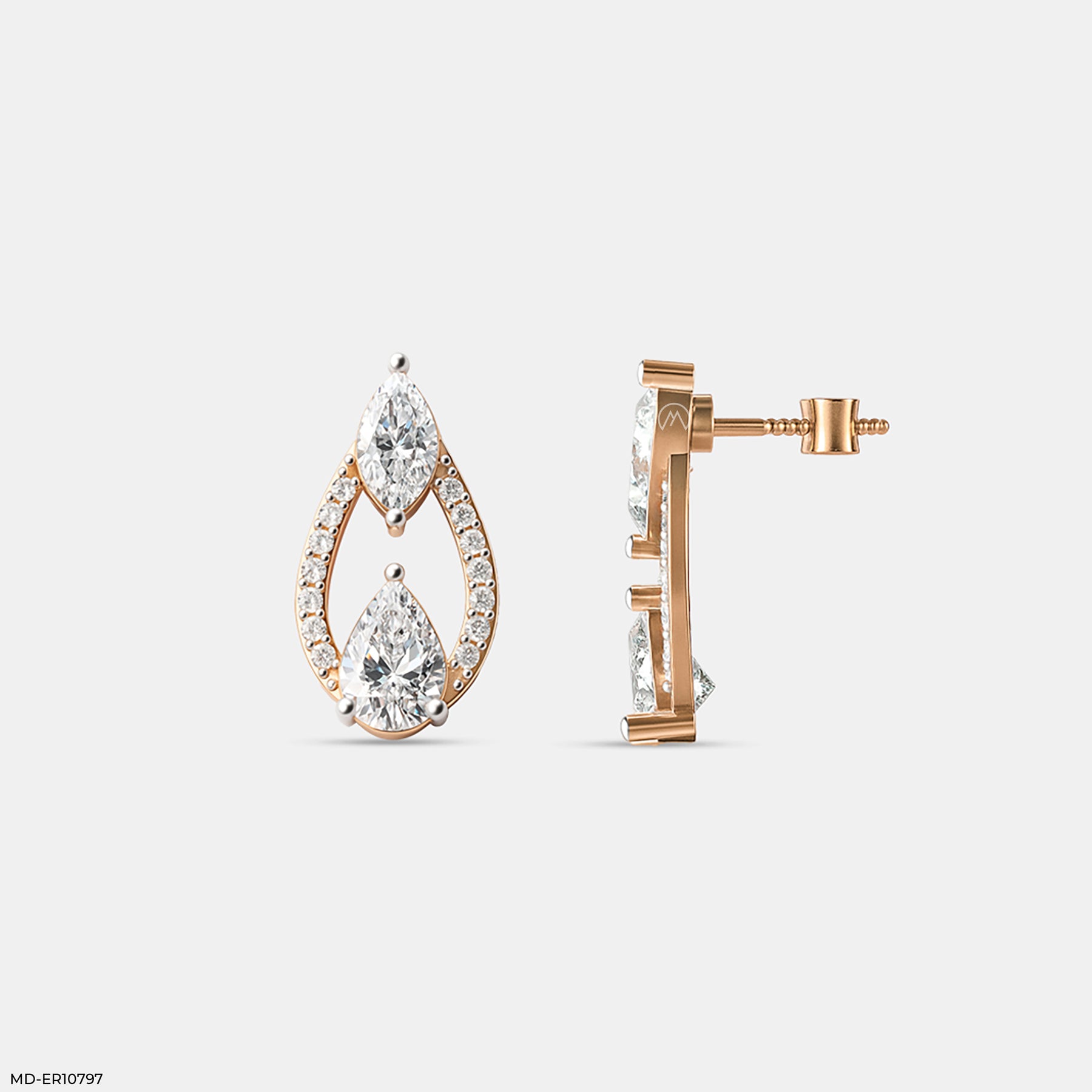 Interlocking Pear Diamond Studs 14K White Gold