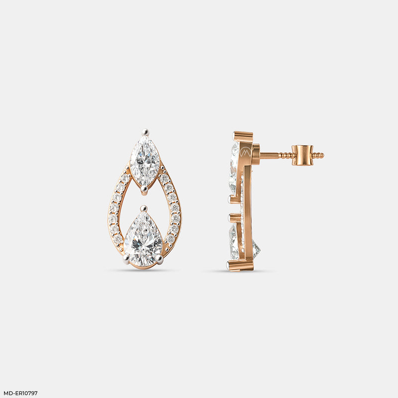 Interlocking Pear Diamond Studs 18K White Gold