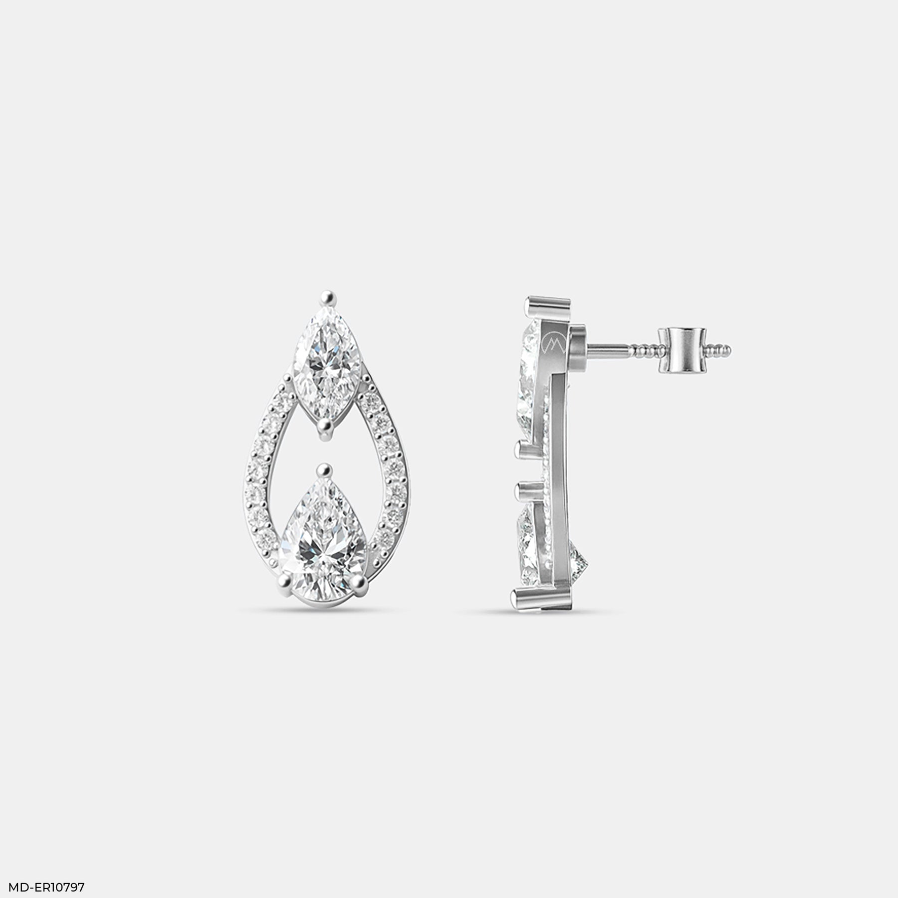 Interlocking Pear Diamond Studs 14K White Gold