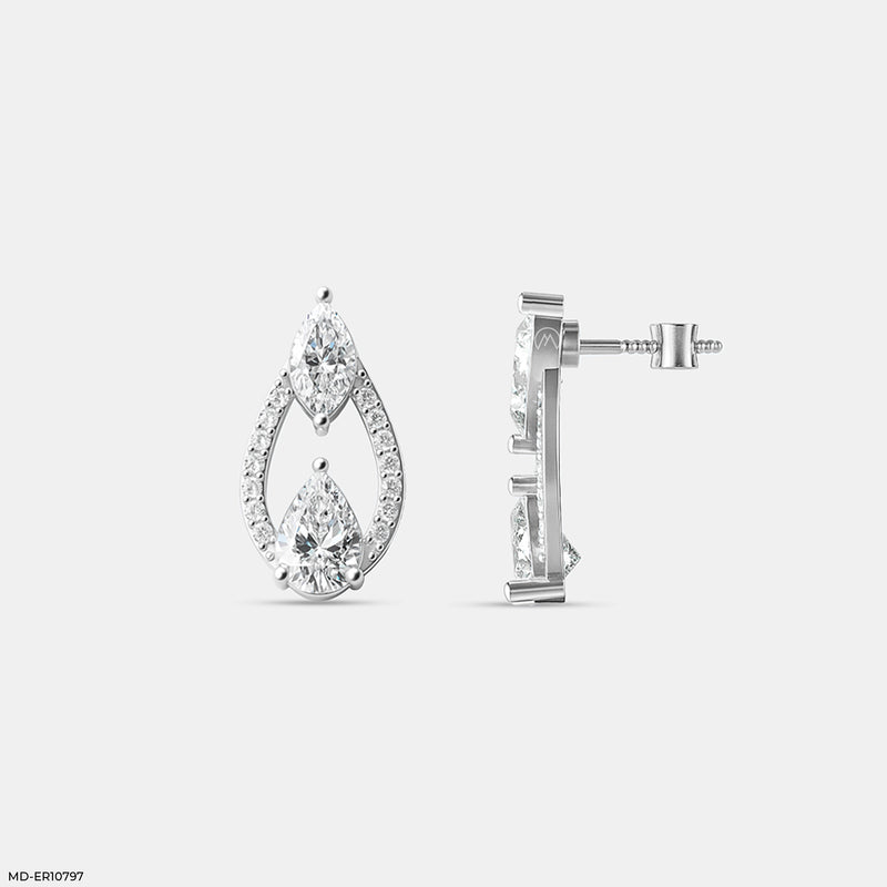 Interlocking Pear Diamond Studs 18K White Gold