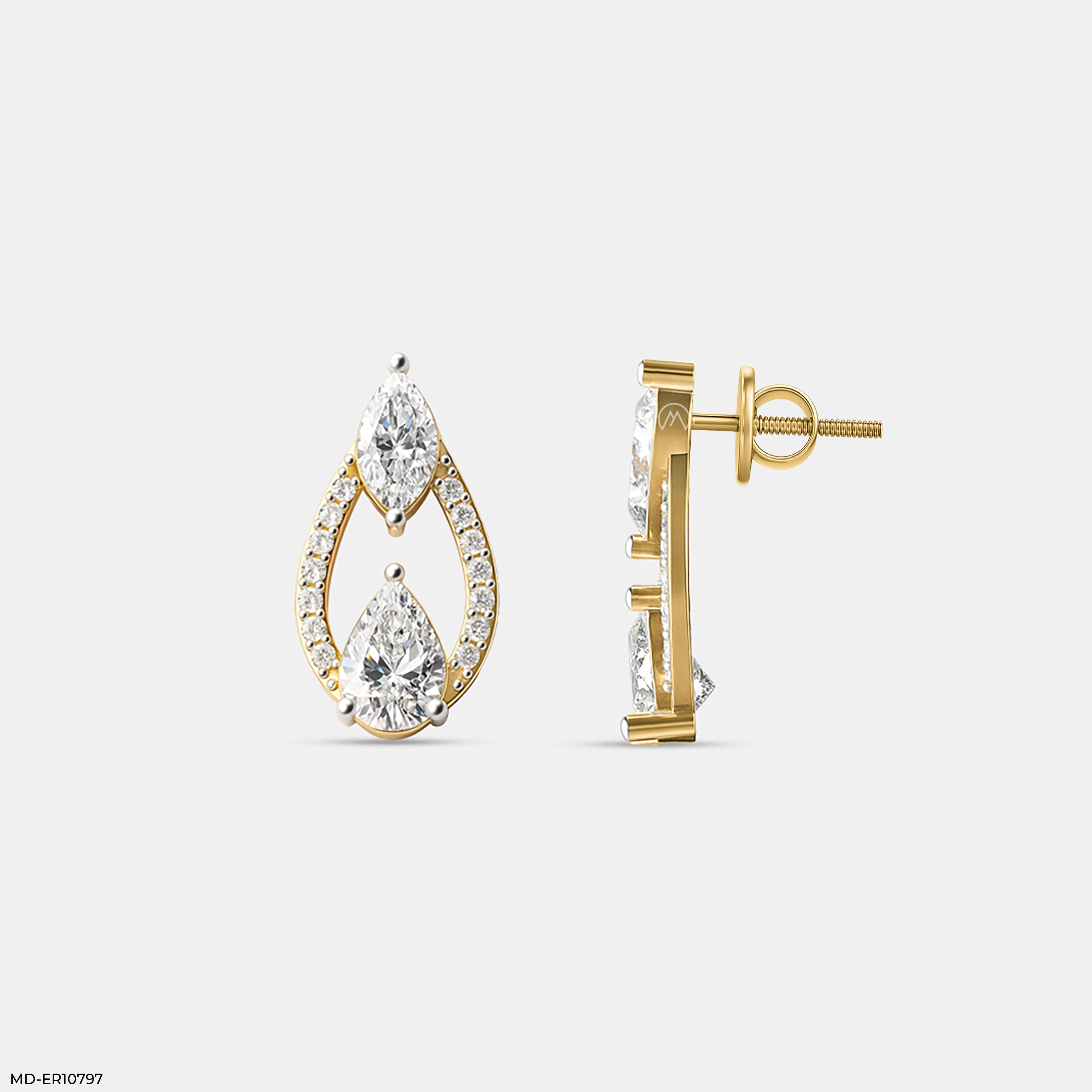 Interlocking Pear Diamond Studs