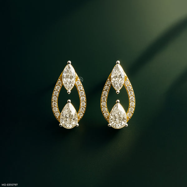Interlocking Pear Diamond Studs 14K Yellow Gold
