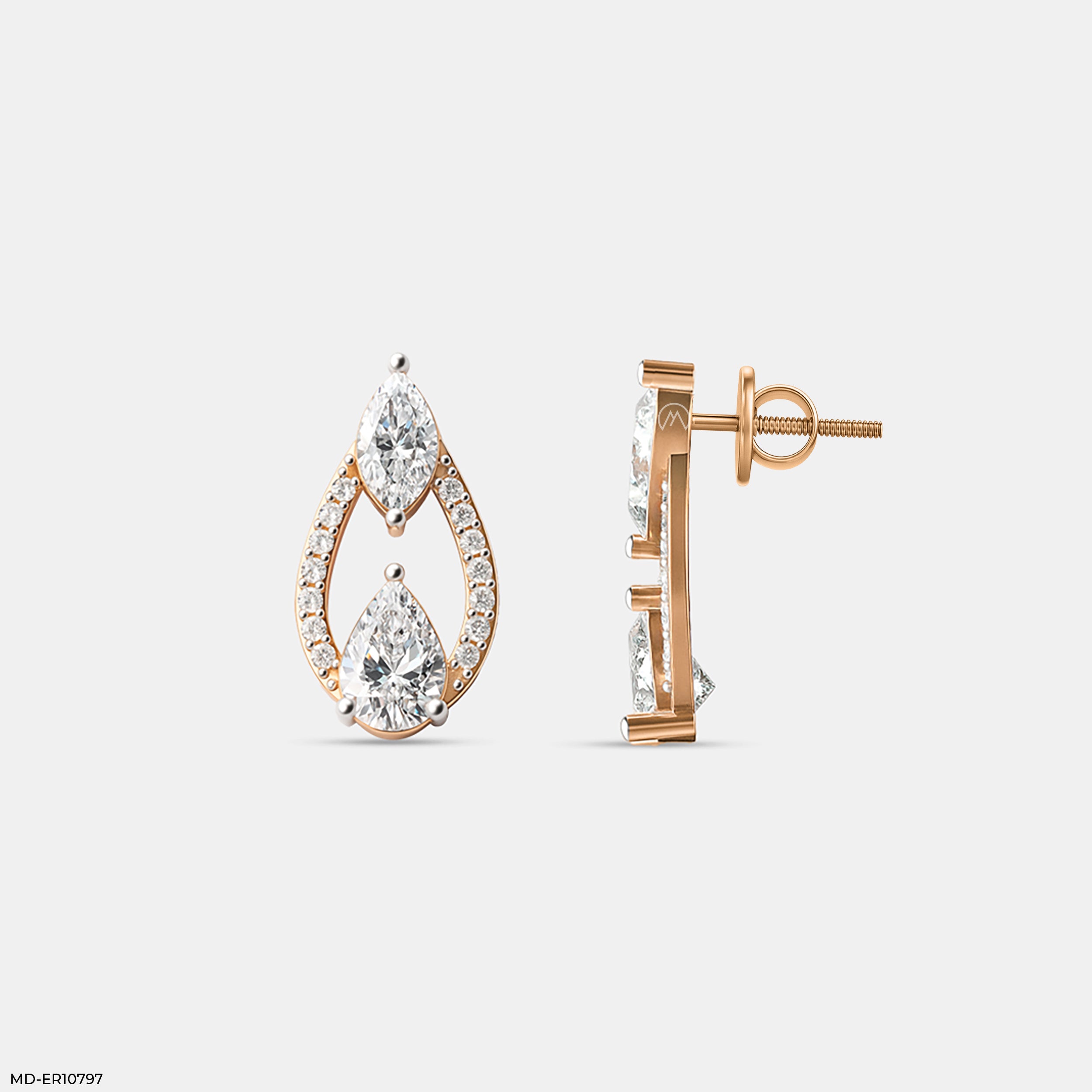 Interlocking Pear Diamond Studs 9K Yellow Gold