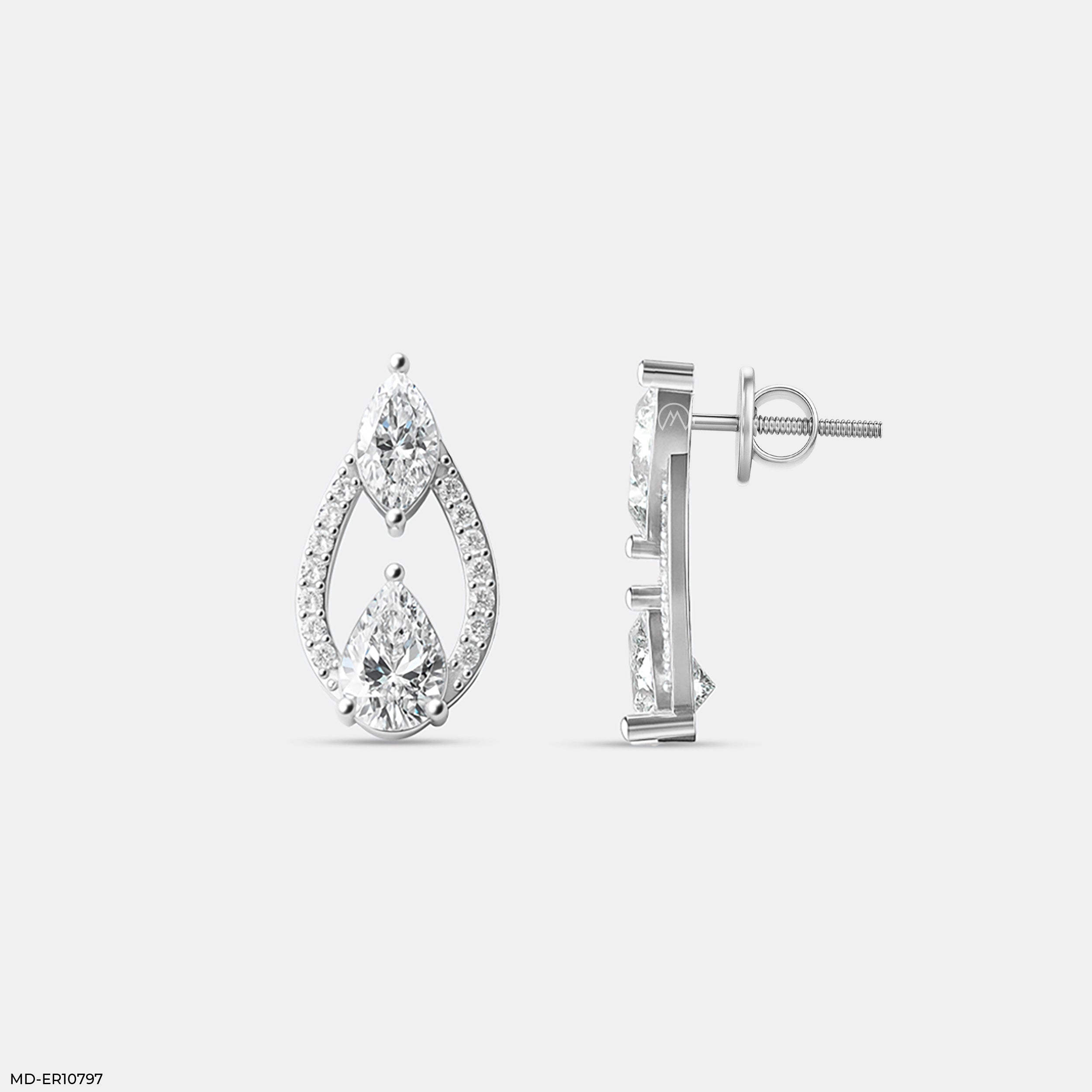 Interlocking Pear Diamond Studs 9K Yellow Gold