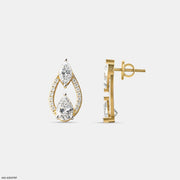 Interlocking Pear Diamond Studs 9K Yellow Gold