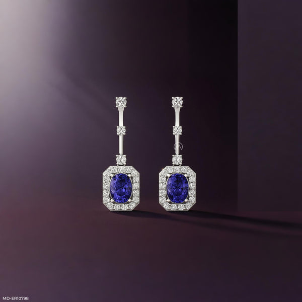 Tanzanite Regal Drop Earrings 14K White Gold
