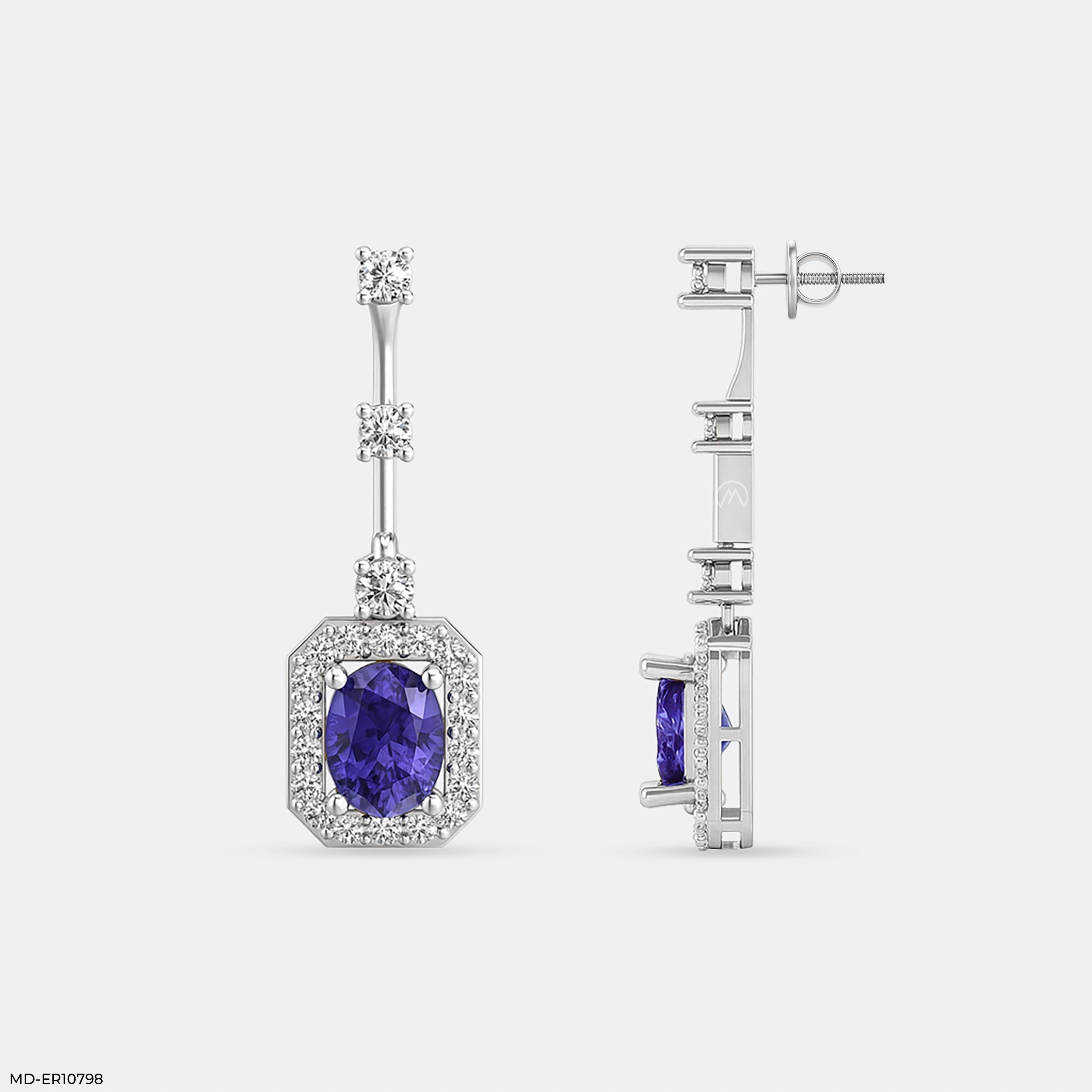 Tanzanite Regal Drop Earrings 9K White Gold
