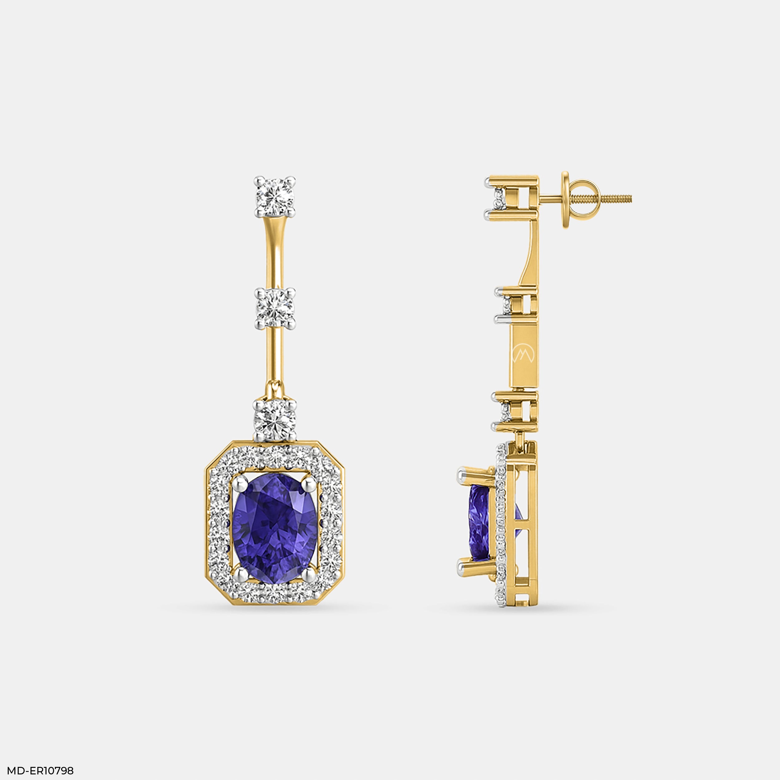 Tanzanite Regal Drop Earrings 9K White Gold