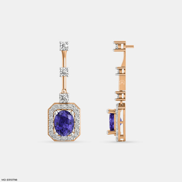 Tanzanite Regal Drop Earrings 14K Rose Gold