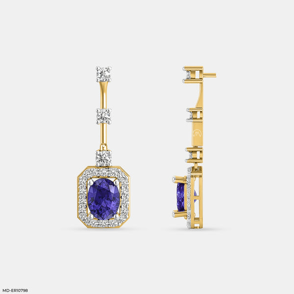 Tanzanite Regal Drop Earrings 18K Yellow Gold