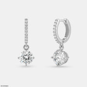 Solitaire Dewdrop Hoops Earrings 18K White Gold