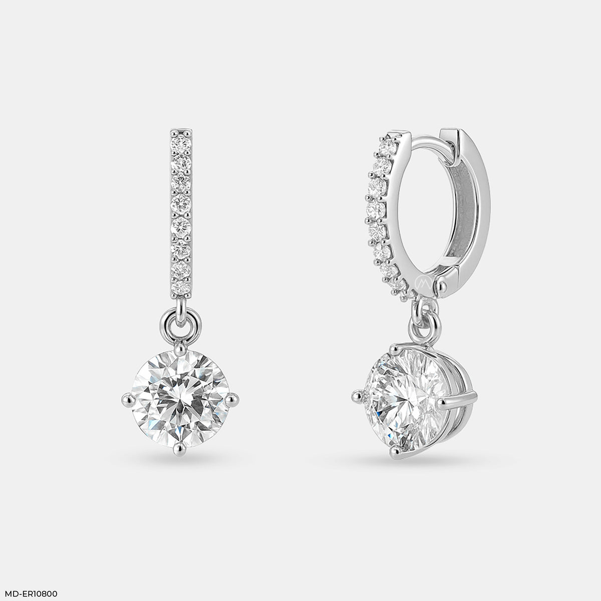 Solitaire Dewdrop Hoops Earrings