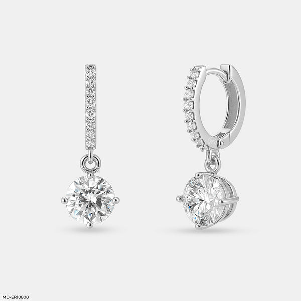 Solitaire Dewdrop Hoops Earrings Platinum 950