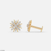 Galaxy Bloosom Diamond Earrings 14K Yellow Gold