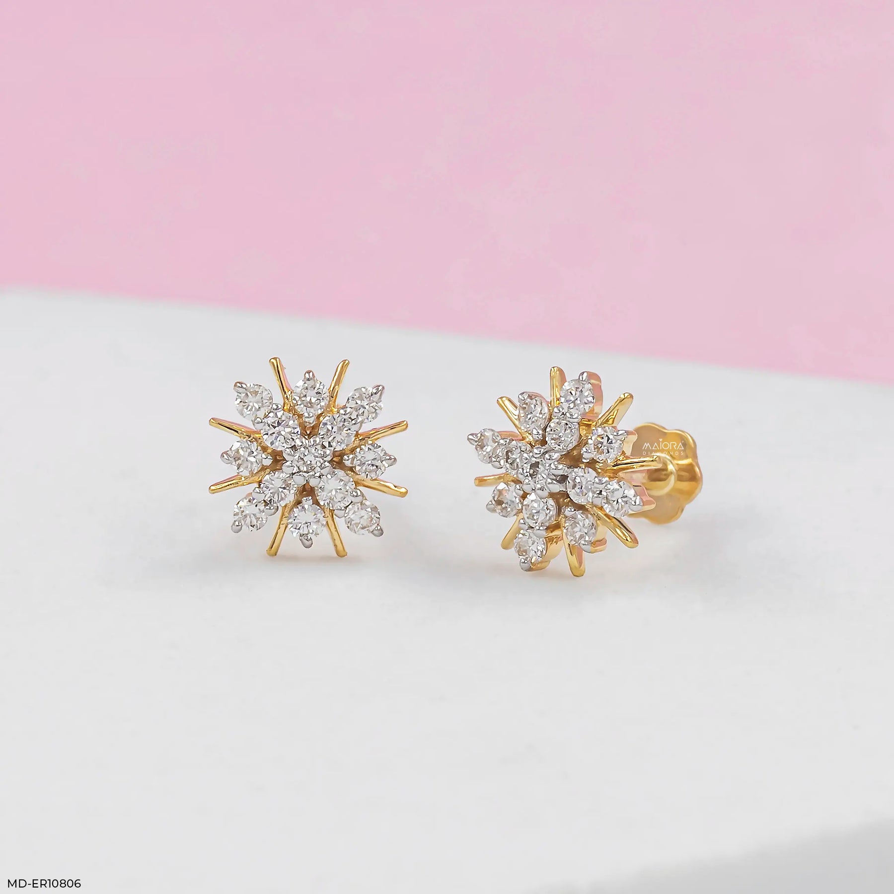 Galaxy Bloosom Diamond Earrings 9K Rose Gold
