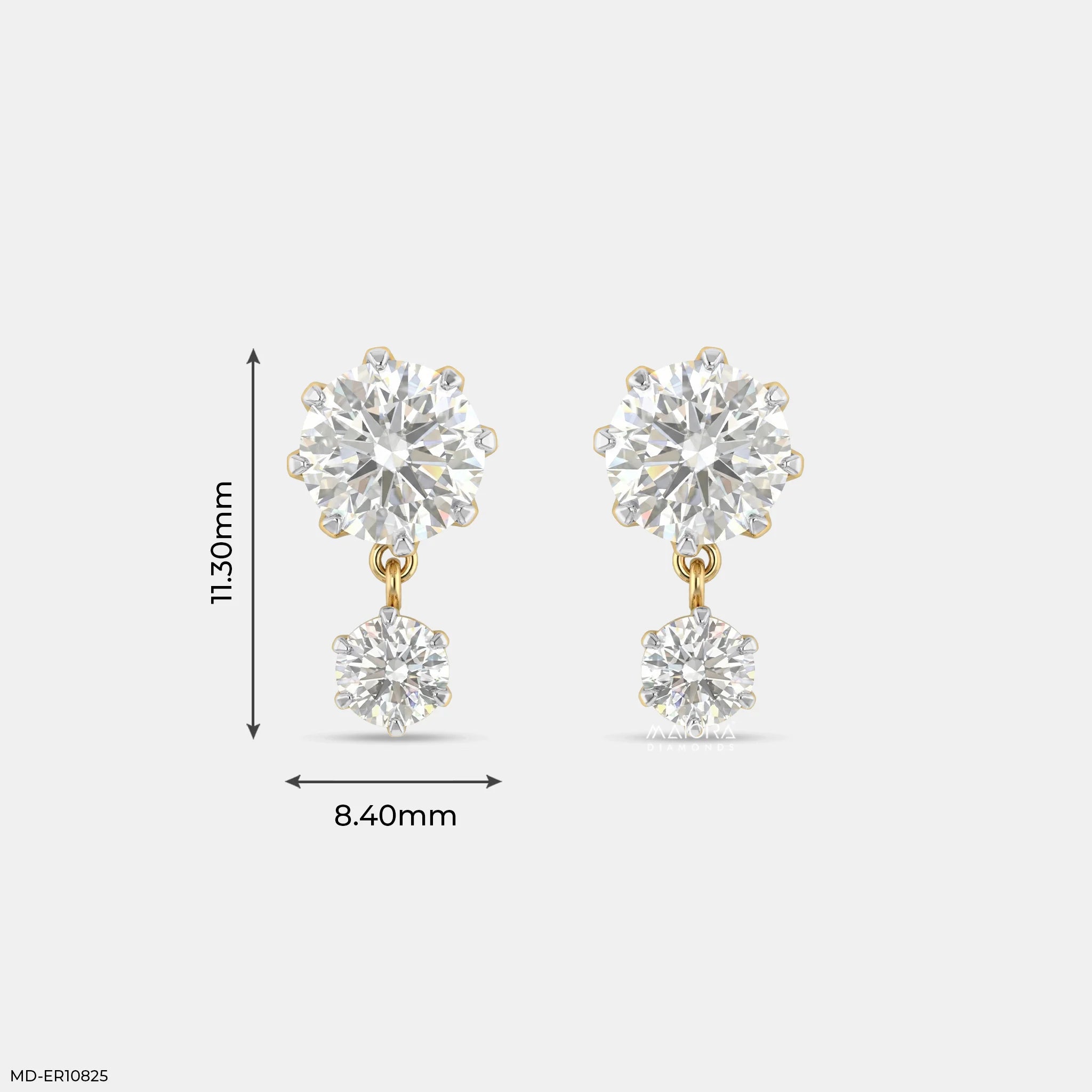 Aria Dangle Solitaire Diamond Earrings 9K Yellow Gold