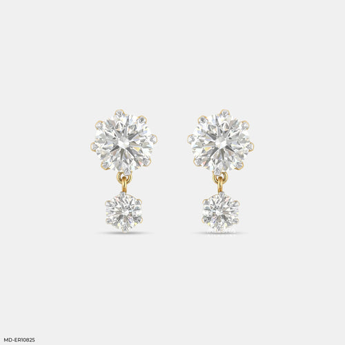 Aria Dangle Solitaire Diamond Earrings 9K Yellow Gold
