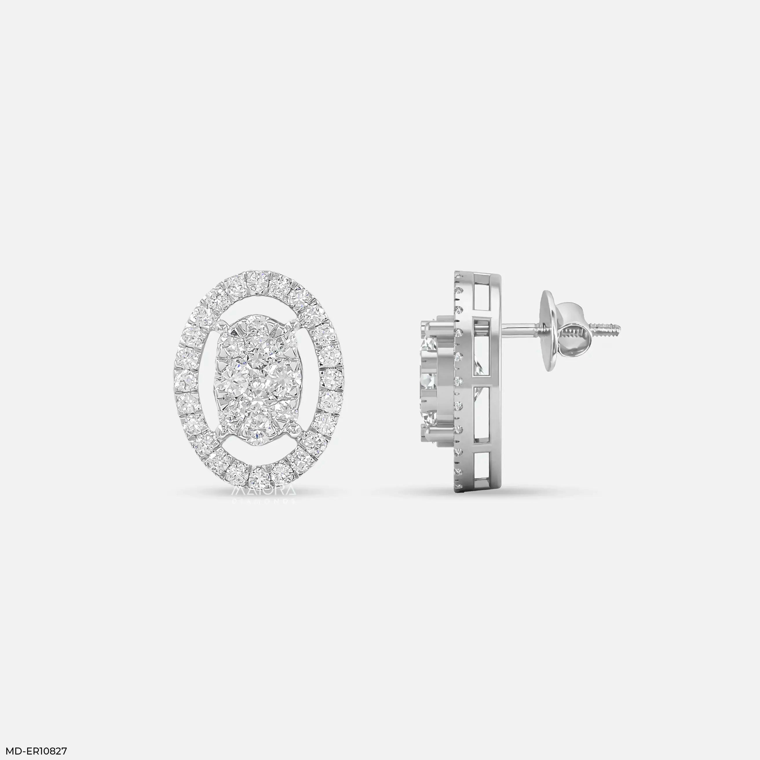 1.10 Carat Cosmic Cluster Halo Studs Diamond Earring