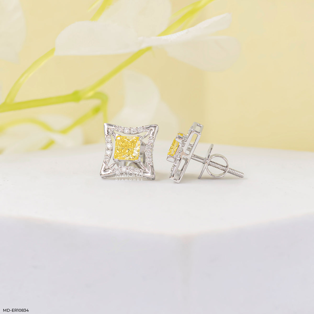 Golden Vertex Diamond Earrings