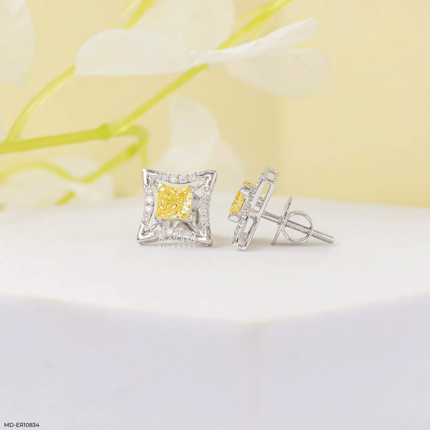 Golden Vertex Diamond Earrings 9K Yellow Gold