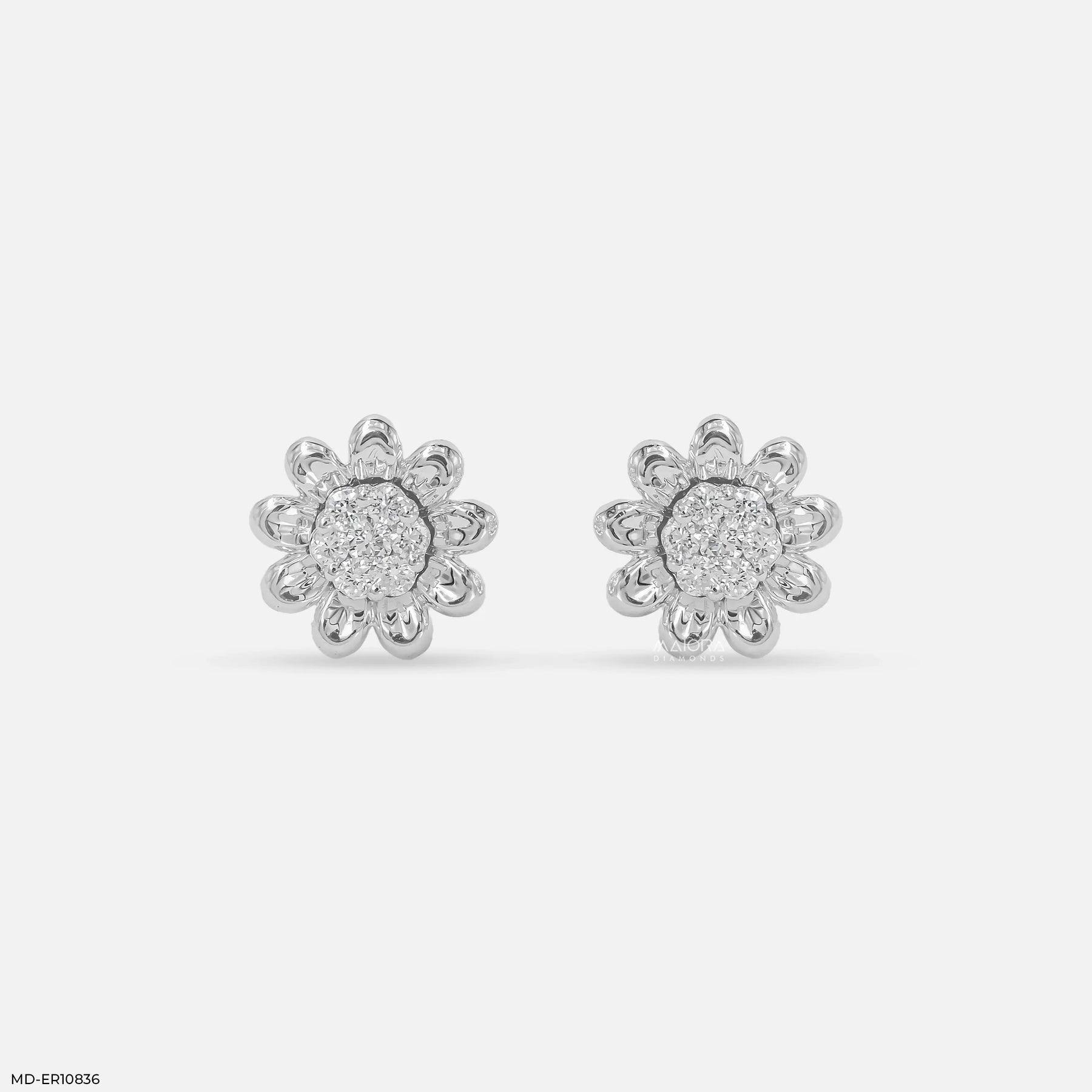 Sunshine Bloom Diamond Earrings 9K White Gold